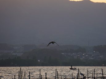 橙に染まる琵琶湖（木浜1北駐車場）