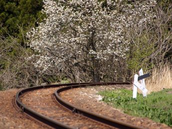 線路と春模様