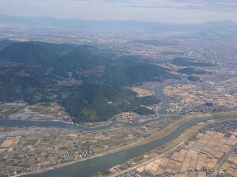熊本上空（白川と坪井川）