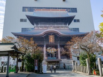 修復中の楼門（阿蘇神社）