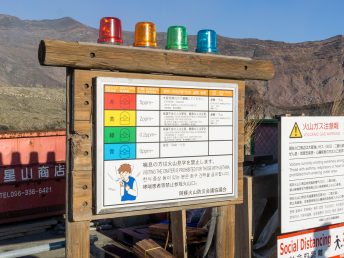 火山ガス警告看板（阿蘇山）