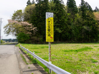 看板（ハチ公生誕の地）